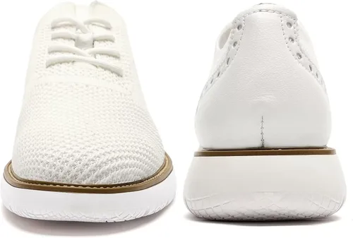 Vista 3 de RYIKA Zapatos deportivos casuales para hombre, cómodos, de punto, de malla, ligeros, transpirables, formales, Oxford, para negocios