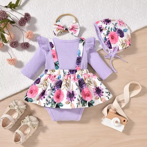 Vista 29 de Unutiylo Ropa de bebé recién nacida prematura con tirantes, traje de otoño e invierno, traje de manga larga con volantes