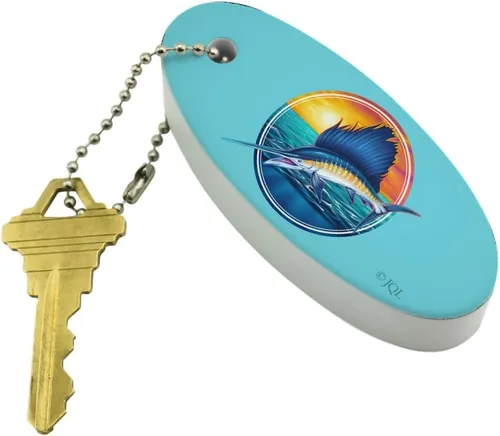 Vista 2 de GRAPHICS & MORE Sailfish Billfish Pesca Deporte en Mar Profundo Llavero Flotante de Espuma Oval Barco de Pesca Boya Key Float