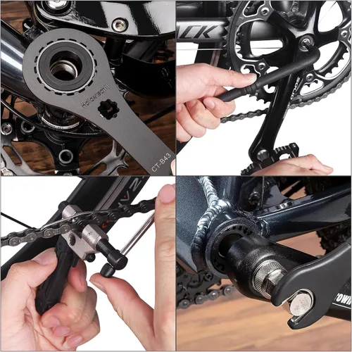 Vista 4 de Kit de herramientas para bicicleta con estuche de almacenamiento, juego de herramientas de reparación de bicicletas de 22 piezas, caja