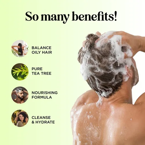Vista 2 de Juego de champú y acondicionador de árbol de té, champú y acondicionador clarificante sin sulfato para el cuidado del cabello graso y el cuero