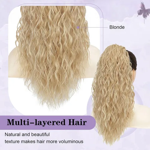 Vista 5 de Extensión de cola de caballo de 18 pulgadas, extensiones de cola de caballo de 18 pulgadas, extensiones de cabello sintético para cola de caballo