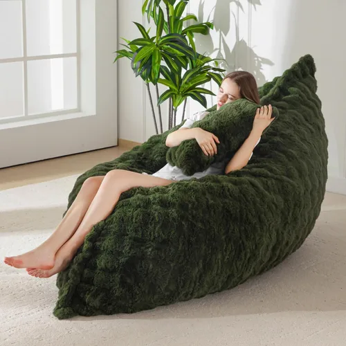 Vista 22 de MAXYOYO Puf gigante con almohada, silla convertible 3 en 1 Gris ceniza