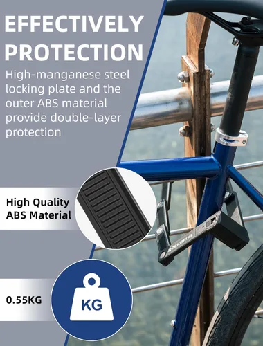Vista 6 de ROCKBROS Cerradura de bicicleta plegable antirrobo,Diámetro negrita 0.3 in,Material ABS de alta resistencia,Cerradura de llave plegable portátil