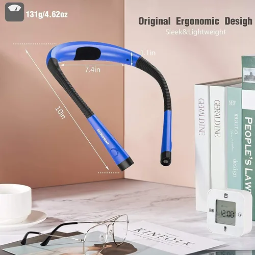 Vista 7 de Glocusent Luz LED de lectura para el cuello, luz de libro para leer en la cama (paquete de 2)