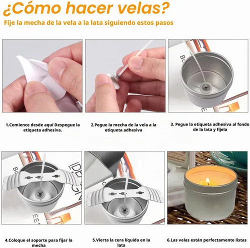 Vista 6 de BBAXI Kit de Suministros y Herramientas para Hacer Velas - Cera de Soja y Cera de Abeja para Manualidades DIY, Kit de Suministros de Cera para Velas