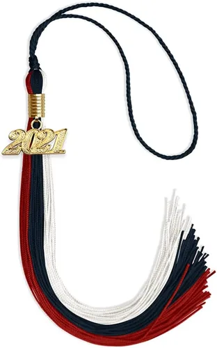 Vista 61 de Endea - Borla de graduación de triple color con gota de fecha dorada (negro/dorado/granate, 2020)