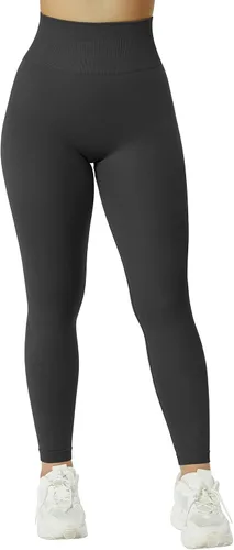 Vista 5 de RUUHEE Leggings de entrenamiento de contorno sin costuras para mujer, cintura alta, pantalones de yoga para gimnasio