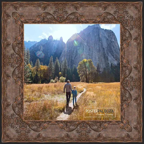 Vista 3 de Poster Palooza 5x5 Inch Traditional Antique Gold Complete Wood Square Picture Frame with UV Acrylic Plexiglass, Foam Board Backing & Hardware