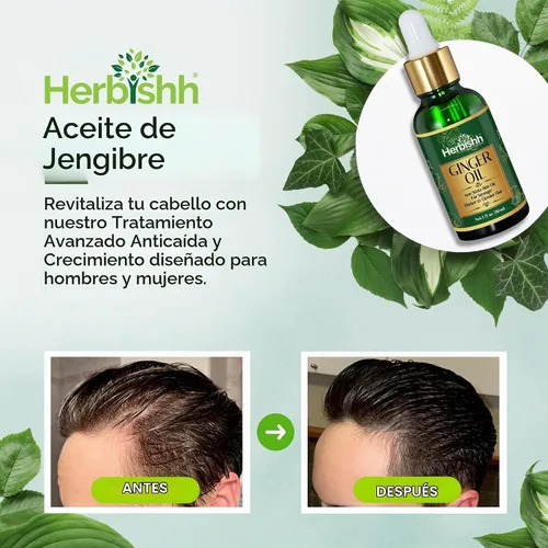 Vista 4 de Herbishh Suero de aceite de crecimiento capilar de jengibre para cabello