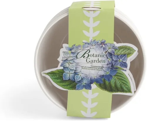 Vista 2 de Portmeirion Botanic Garden - Tazones para servir de 6 pulgadas (juego de 4), diseño de hortensias, melamina sin BPA, aptos para lavavajillas