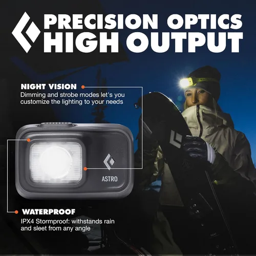 Vista 4 de BLACK DIAMOND Astro 300 - Linterna frontal de 300 lúmenes de brillo, funciona con 3 pilas AAA (incluidas), compacta y ligera, grafito 300 lúmenes