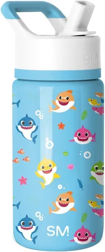 Vista 44 de Simple Modern Botella de agua para niños con tapa con pajilla, vaso aislado de acero inoxidable de 14 onzas para niños y a prueba de derrames