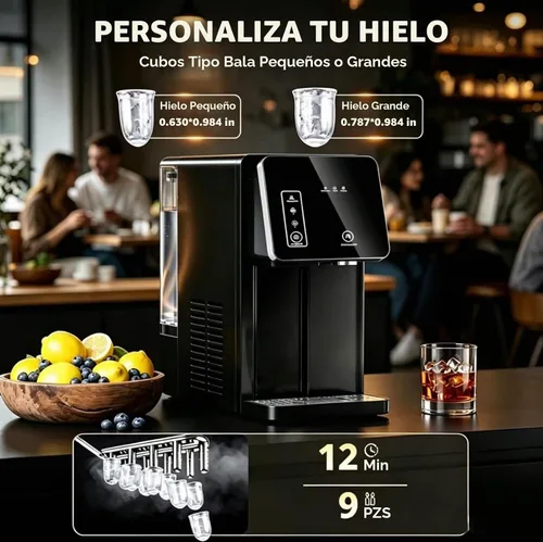 Vista 3 de Cowsar 2-in-1 Countertop Ice Maker Machine with Water Dispenser, Black