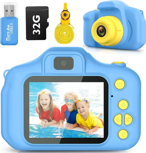 Vista 8 de Desuccus Cámara para niños, juguetes de Navidad y cumpleaños para niños y niñas, juguetes para niños de 3, 4, 5, 6, 7, 8, 9 años, cámara de video