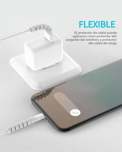 Vista 2 de Protector de cable para almohadilla de teléfono, cuaderno, protector de cable de silicona, 12 protectores de cargador, protector de cable