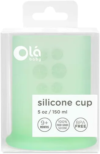 Vista 6 de Olababy Taza de entrenamiento 100% de silicona para bebé y niño pequeño (menta)