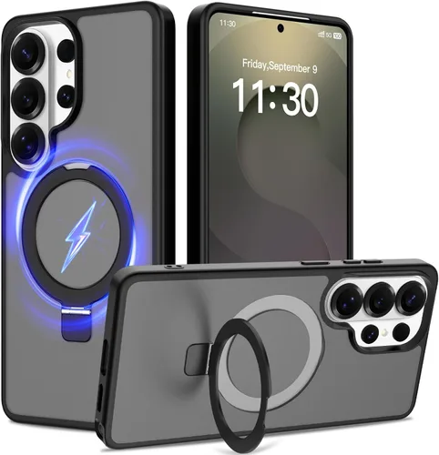 Vista 50 de Funda con soporte ultra magnético para iPhone 15 Pro [protección militar contra caídas] [compatible con MagSafe] a prueba de golpes, translúcida