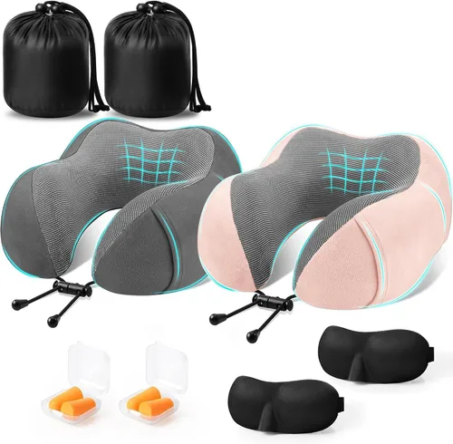 Vista 13 de CloudBliss Almohada de viaje de espuma viscoelástica de alta calidad, almohada cervical cómoda y de apoyo, almohadas cervicales para viajar Negro