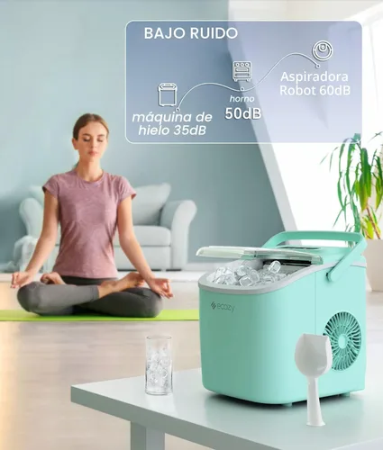 Vista 6 de ecozy Máquina de hielo portátil para encimera, 9 cubos listos en 6 minutos, 26 libras en 24 horas, máquina autolimpiante con bolsas de hielo/cuchara