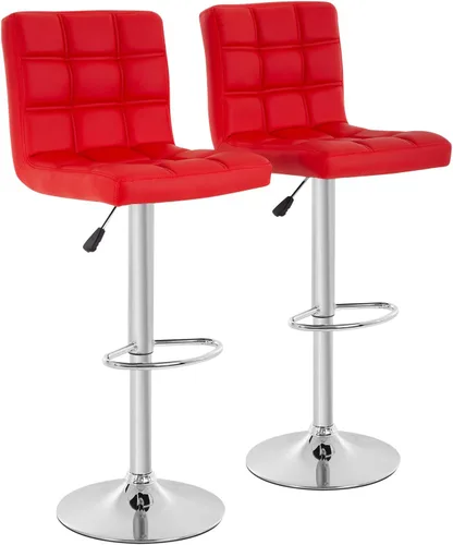 Vista 9 de BestOffice Taburete de bar moderno, juego de 2 taburetes de bar de altura ajustable de altura de mostrador, taburete giratorio de cuero PU, sillas