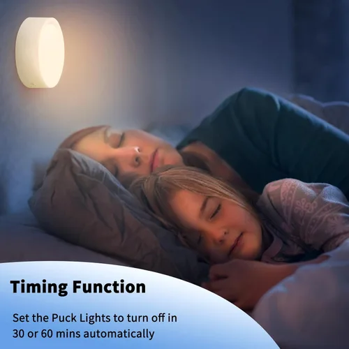 Vista 8 de Luces LED de disco de control remoto, paquete de 4 luces LED recargables debajo de la encimera con control remoto funcional, lámpara inalámbrica