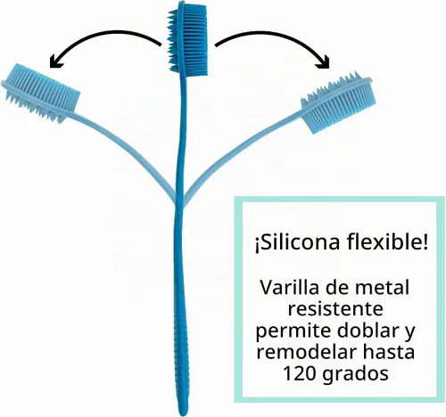 Vista 5 de Cepillo Corporal de Silicona de Mango Largo Flexible y Fregador de Cabello - Cepillo de Espalda para Baño y Ducha, Masajeador de Cabello y Cuero