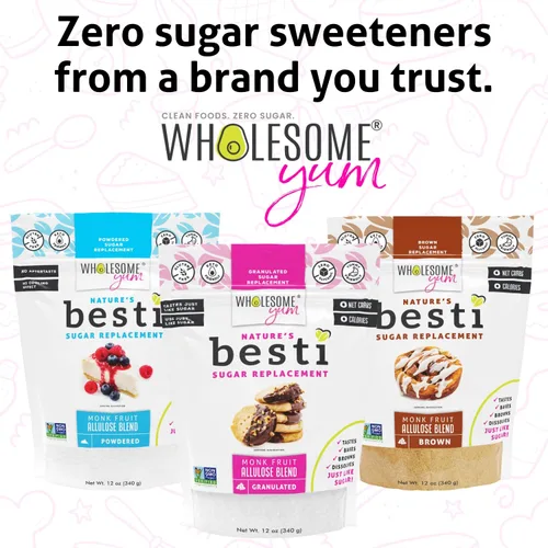 Vista 8 de Wholesome Yum Besti Sustituto Natural de Azúcar Moreno - Mezcla Edulcorante de Fruta del Monje Marrón Keto con Alulosa (Sin Eritritol) - Sin OMG