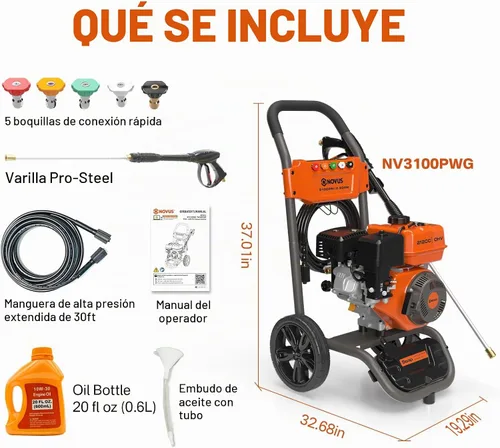 Vista 8 de NOVUS 3100 PSI Gas Pressure Washer, 2.5 GPM Power Washer