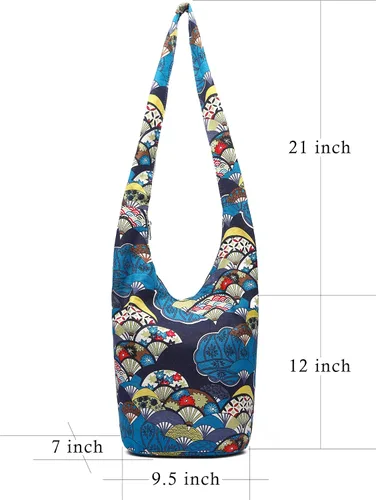 Vista 224 de Bolsa de hombro para mujer, de lona en estilo hippie/bohemio para llevar cruzada al hombro, disponible en diferentes colores y estampados