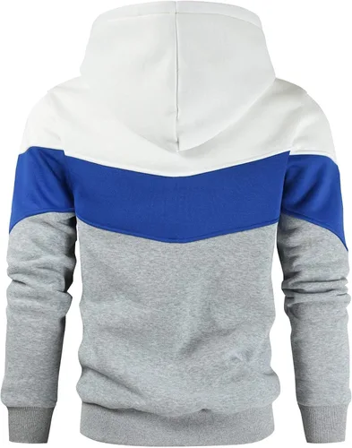 Vista 4 de Gesean - Sudadera con capucha para hombre, diseño de bloques de color, estilo suéter, manga larga, casual, con bolsillo