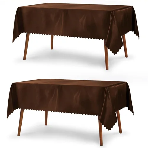 Vista 13 de P Pothuiny Paquete de 2 manteles cuadrados de satén beige de 54 x 54 pulgadas, manteles de satén superpuestos para decoración de mesa de tela suave