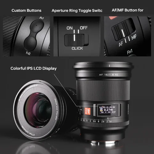 Vista 7 de VILTROX AF 16mm f/1.8 FE Lente de Enfoque Automático de Montura FE de Formato Completo, Lente Compatible con Cámaras Sin Espejo Sony E-Mount Alpha