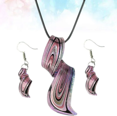 Vista 8 de Holibanna Aretes y collares en forma de espiral con colgante de cristal, joyería colgante, regalo para mujer, collar bohemio, aretes colgantes