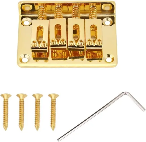 Vista 11 de Bnineteenteam Puente de guitarra eléctrica, puente de metal fijo para sillín rígido para caja de cigarrillos de 4 cuerdas, Ukelele de bajo con juego