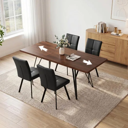 Vista 25 de HIPIHOM Mesa de comedor extensible para 4-6, de 55 a 71 pulgadas para espacios pequeños Mesa de roble