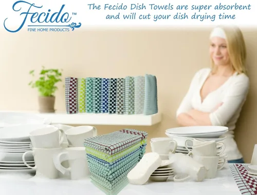 Vista 6 de Paños de cocina clásicos Fecido Classic Collection resistentes, superabsorbentes y hechos 100 % algodón. Paños de cocina de grado profesional hechos