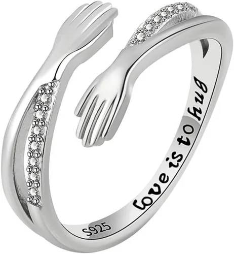 Vista 25 de Anillo de plata de ley 925, minimalista, ajustable, hecho a mano, para mujeres y niñas