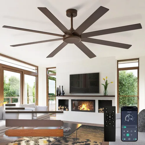 Vista 12 de Depuley Ventiladores de techo de 66" con luces: Ventilador de techo negro para interior/exterior para patios, sala de estar - 8 aspas Ventiladores