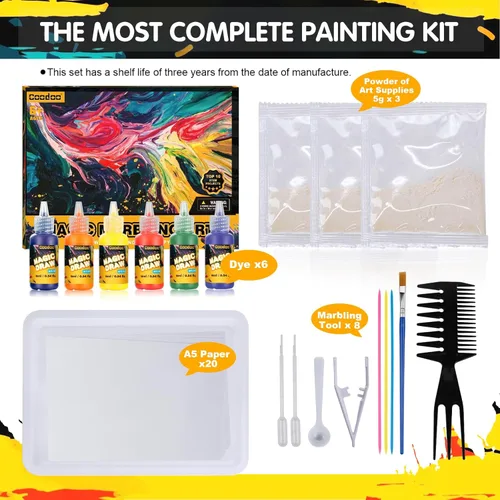 Vista 6 de Pintura de mármol de agua para niños – Artes y manualidades para niñas y niños, kits de manualidades, regalos ideales para niños de 6 a 8 a 12 años