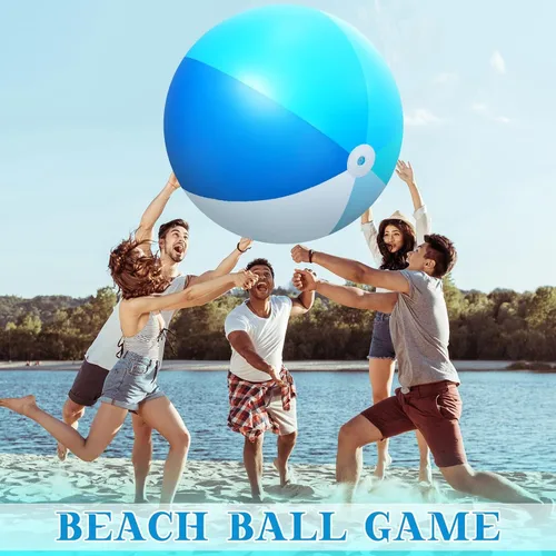 Vista 4 de Ceenna 2 Piezas Pelotas de Playa Gigantes de 60 Pulgadas Pelotas Inflables Grandes de Juguete para Piscina Juguetes de Natación de Verano Fiestas
