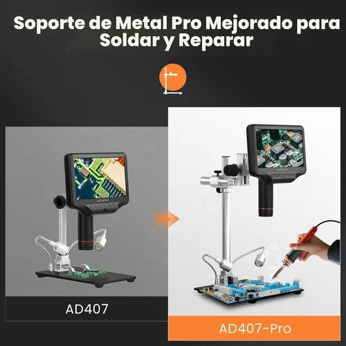 Vista 2 de Andonstar AD407 Pro 3D HDMI que suelda el microscopio digital