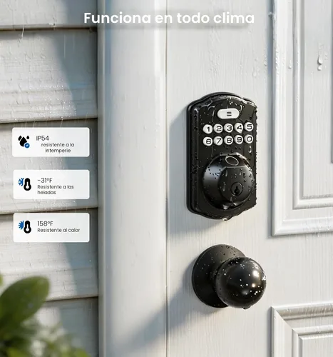 Vista 11 de Veise KS02A - Cerradura de puerta de entrada sin llave de huellas dactilares, bloqueo automático, cerrojo electrónico para puerta delantera Negro