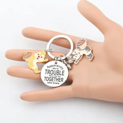 Vista 5 de KUIYAI Mercancía de dibujos animados Chip Dale Squirrel Lovers Gift Aparently We're Trouble When We Are Together