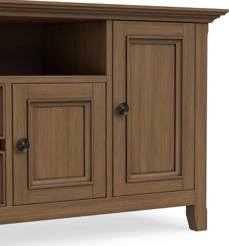 Vista 10 de SIMPLIHOME Amherst - Soporte de TV de transición de madera maciza de 72 pulgadas de ancho, estilo rústico marrón envejecido, para televisores
