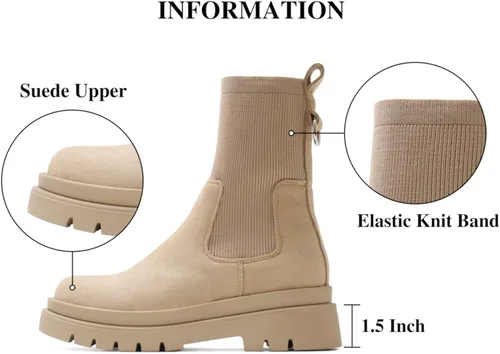 Vista 3 de Shoe'N Tale Chelsea - Botines para mujer, con plataforma elástica, suela elástica, antideslizantes, punta redonda, sin cordones
