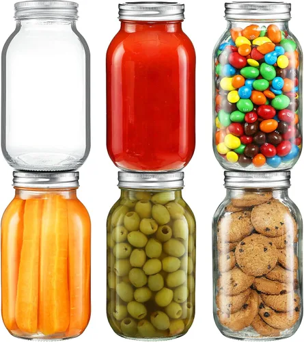 Vista 10 de YEBODA Paquete de 9 tarros de vidrio de boca ancha de 10 onzas con tapas herméticas y bandas para conservar, mermelada, miel, gelatina, recuerdos