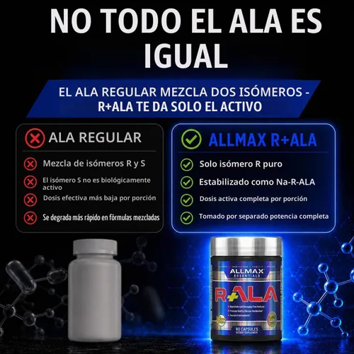 Vista 3 de ALLMAX Cápsulas antioxidantes R+ALA, 60