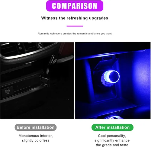 Vista 4 de 4 luces LED USB para el interior del automóvil, con interfaz automotriz USB enchufable, lámparas nocturnas de carga, mini luz LED