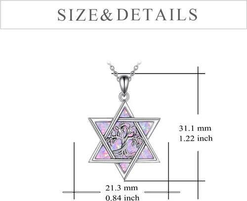 Vista 12 de YFN Collar de estrella de David de plata de ley, concha de abulón, árbol de la vida, joyería judía, regalos para mujeres y hombres